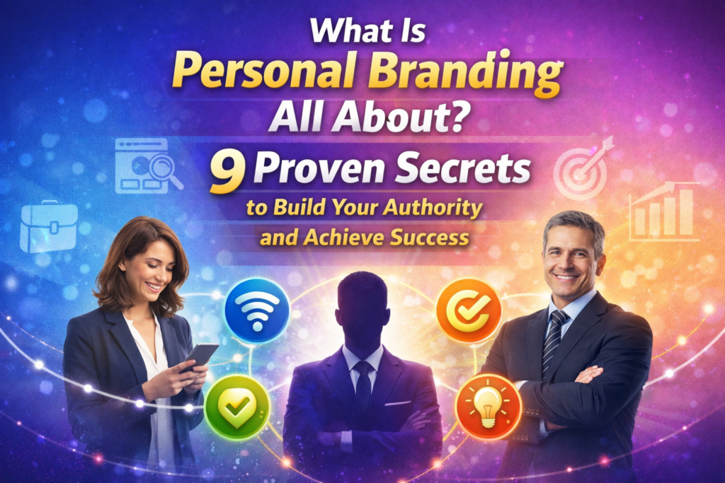 What is personal branding all about concept image showing authority building, professional growth, and online reputation