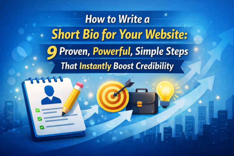 Write a short bio for your website step-by-step guide with checklist and professional branding icons