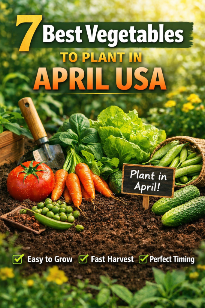 Best vegetables to plant in April USA growing in a spring home garden with tomatoes lettuce carrots spinach and beans