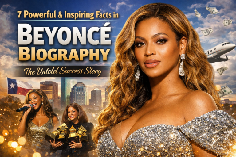 Beyoncé biography featured image showing her success story and music career journey