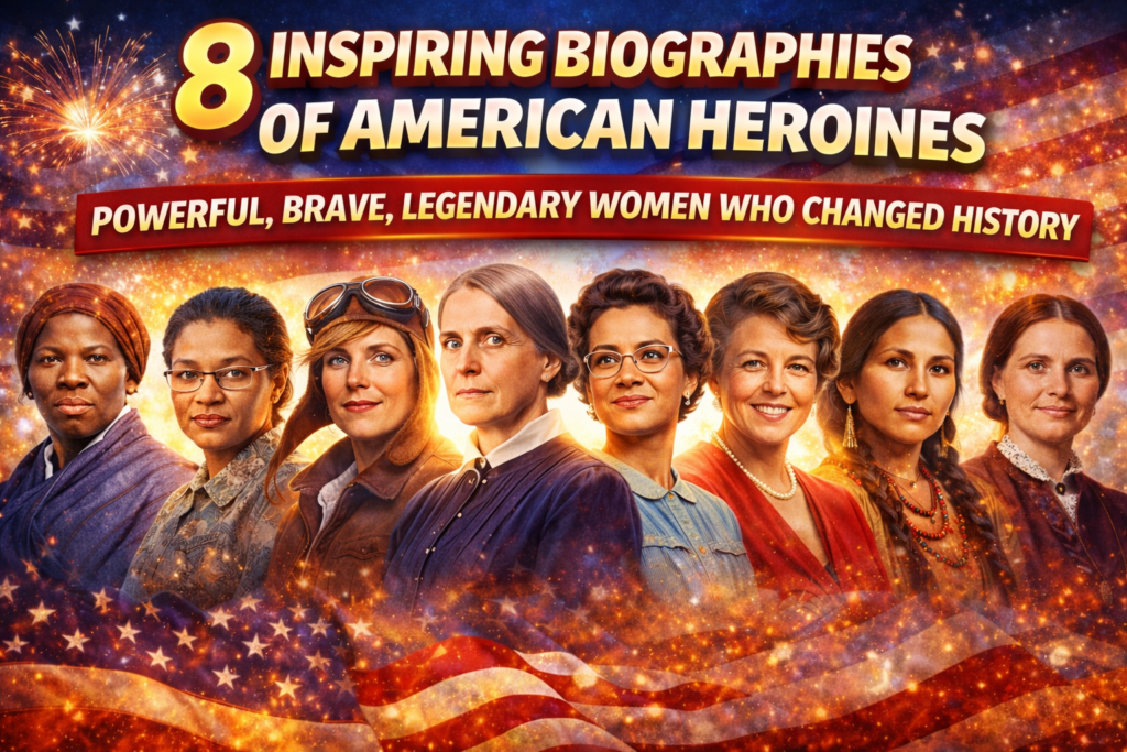 Biographies of American heroines featuring inspiring women like Harriet Tubman and Rosa Parks
