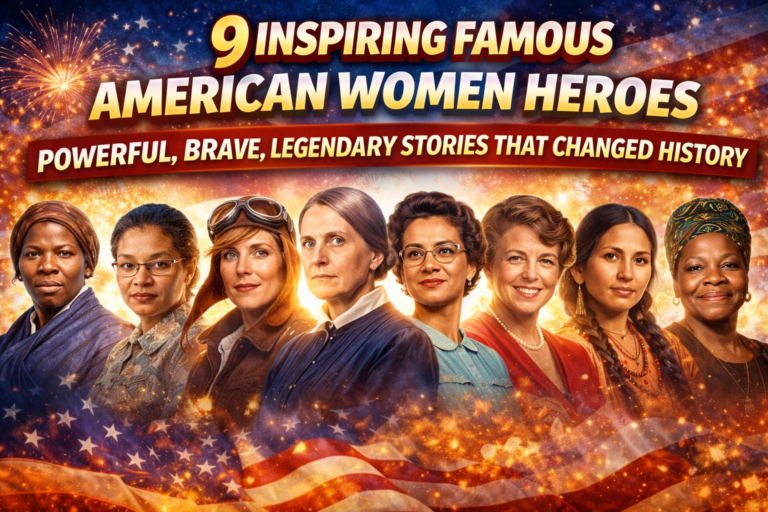 Famous American women heroes in history including Harriet Tubman, Rosa Parks and Amelia Earhart