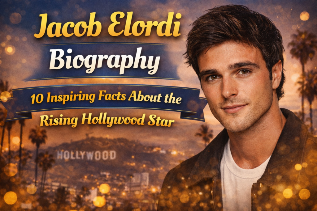 Jacob Elordi biography featured image showing the Australian actor and his Hollywood career