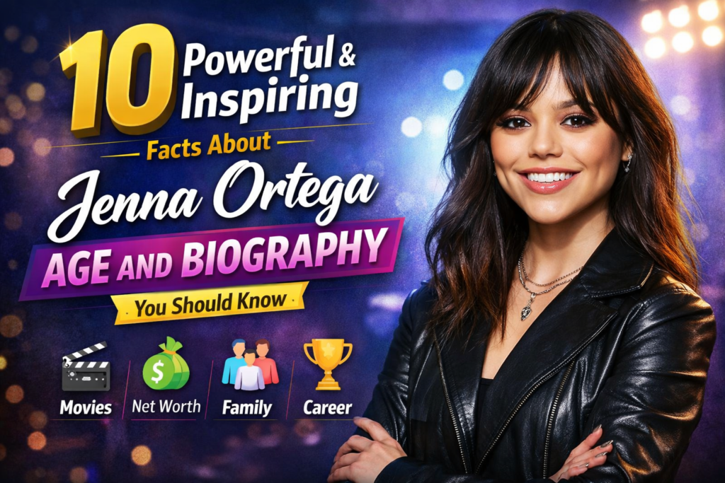 Jenna Ortega age and biography feature image with facts about her career, family, movies, and net worth