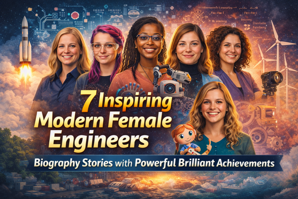 Modern female engineers biography showing inspiring women engineers and their powerful achievements in technology and innovation