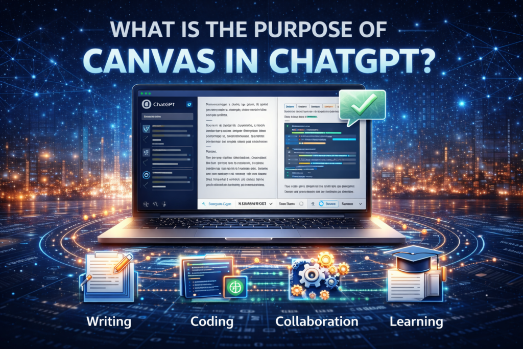 What is the purpose of canvas in ChatGPT feature image showing workspace editing writing and coding tools
